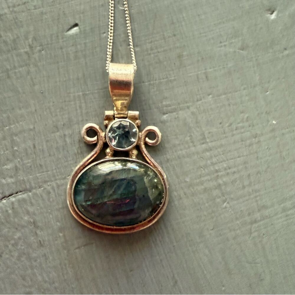 925 Sterling Silver Blue Topaz Labradorite Pendant Necklace
Preowned - Picture 2 of 12